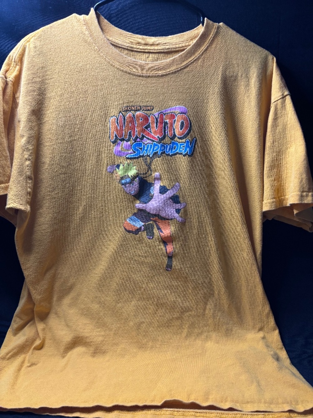 Naruto Shippuden Shonen Jump Men’s Large Graphic T-Shirt Mustard Anime Tee.